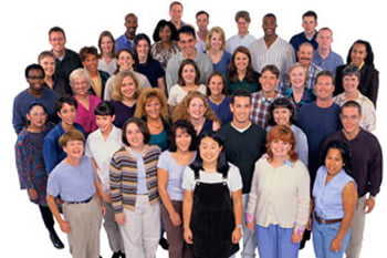 Large group of people of different ages and backgrounds