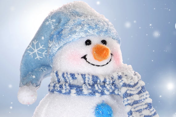 snowman with a blue hat