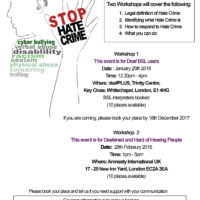 deafPLUS - hate crime workshops flyer