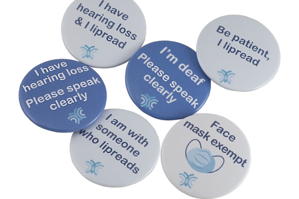 Range of hearing loss pin badge